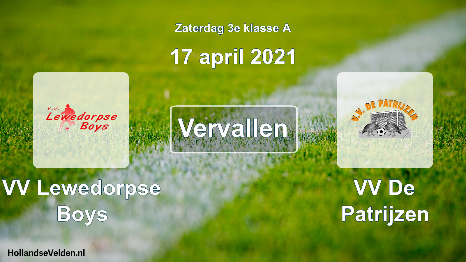 Scheduled Match: VV Lewedorpse Boys - VV De Patrijzen (17 April 2021)