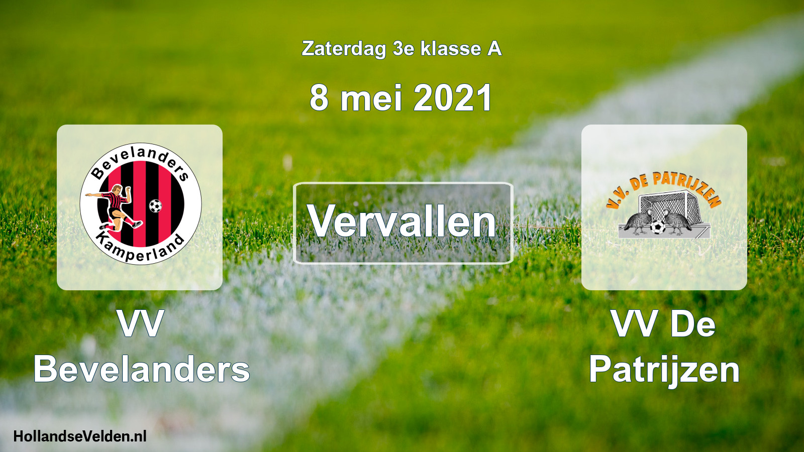 Scheduled Match: VV Bevelanders - VV De Patrijzen (8 May 2021)