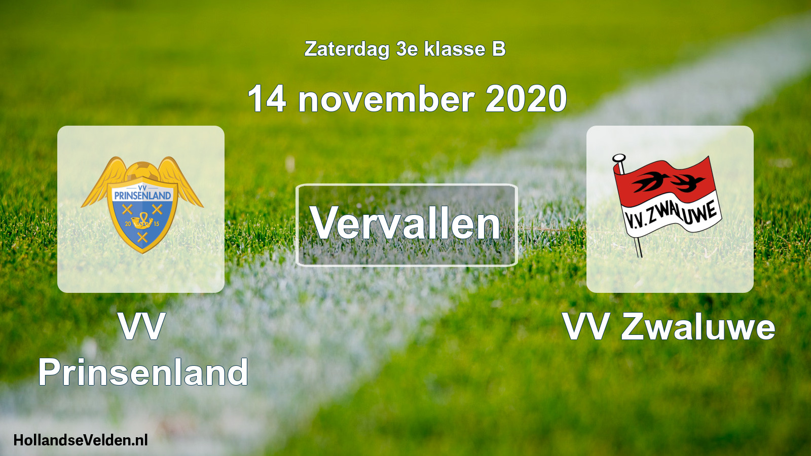 Scheduled Match: VV Prinsenland - VV Zwaluwe (14 November 2020)
