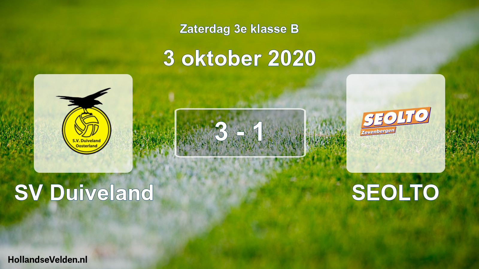 Total number of matches played: SV Duiveland - SEOLTO 3 - 1 (3 October 2020)