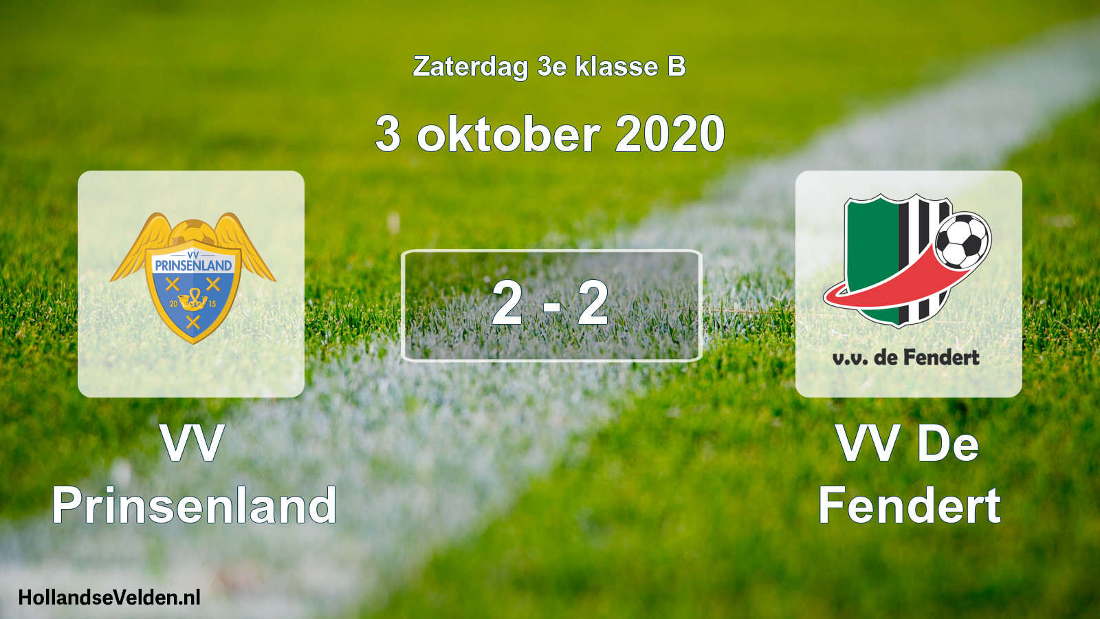Total number of matches played: VV Prinsenland - VV De Fendert 2 - 2 (3 October 2020)