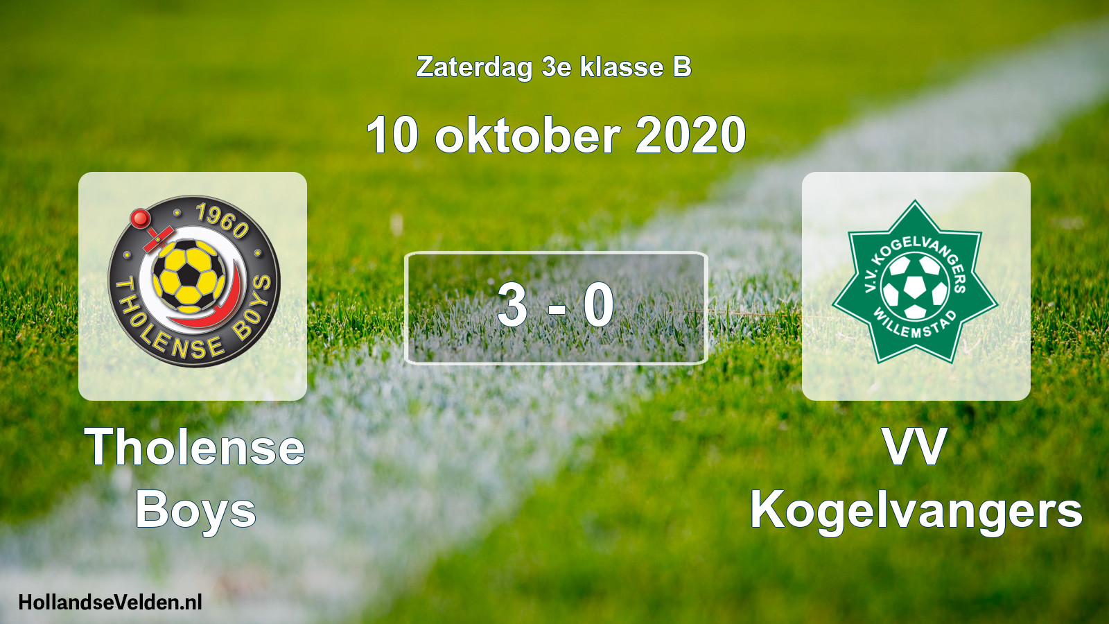 Total number of matches played: Tholense Boys - VV Kogelvangers 3 - 0 (10 October 2020)