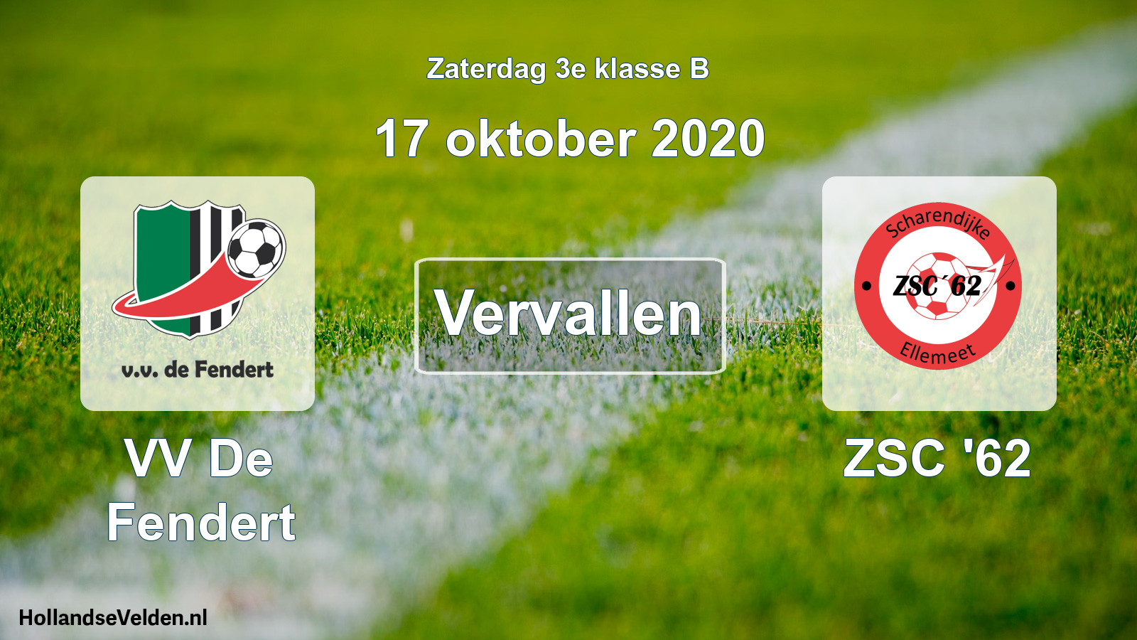 Scheduled Match: VV De Fendert - ZSC '62 (17 October 2020)