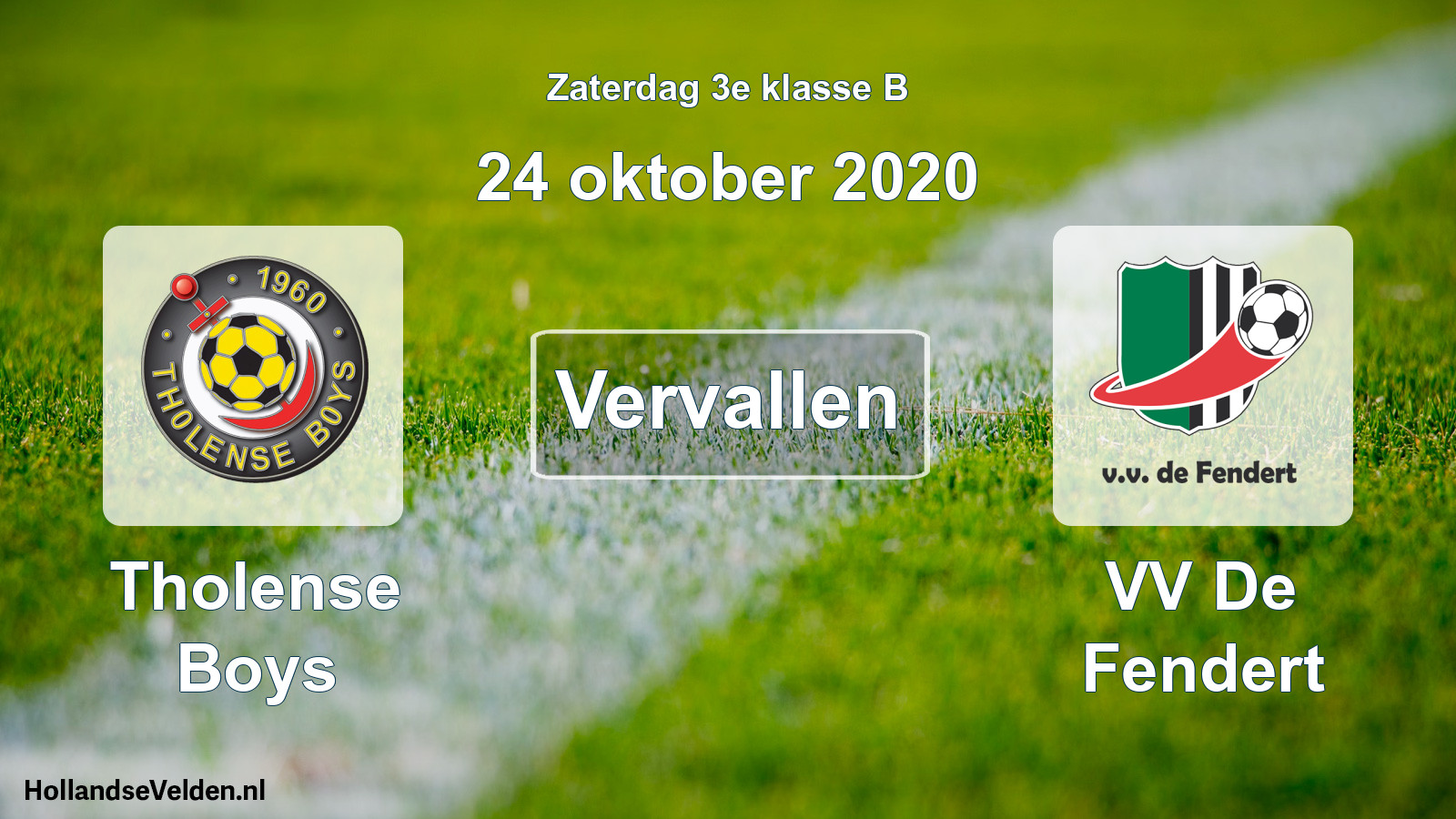 Scheduled Match: Tholense Boys - VV De Fendert (24 October 2020)