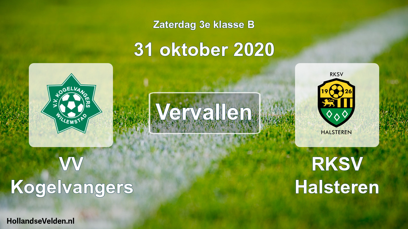 Scheduled Match: VV Kogelvangers - RKSV Halsteren (31 October 2020)