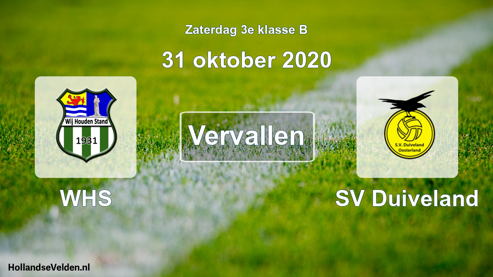 Scheduled Match: WHS - SV Duiveland (31 October 2020)