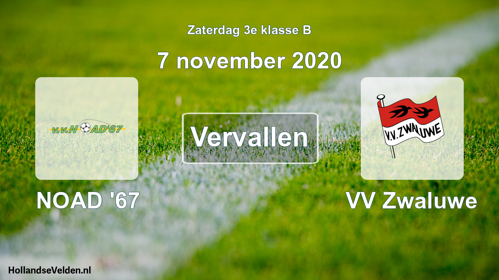 Scheduled Match: NOAD '67 - VV Zwaluwe (7 November 2020)