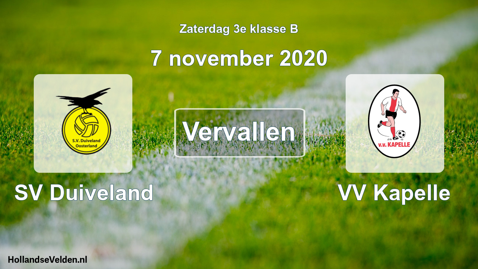 Scheduled Match: SV Duiveland - VV Kapelle (7 November 2020)