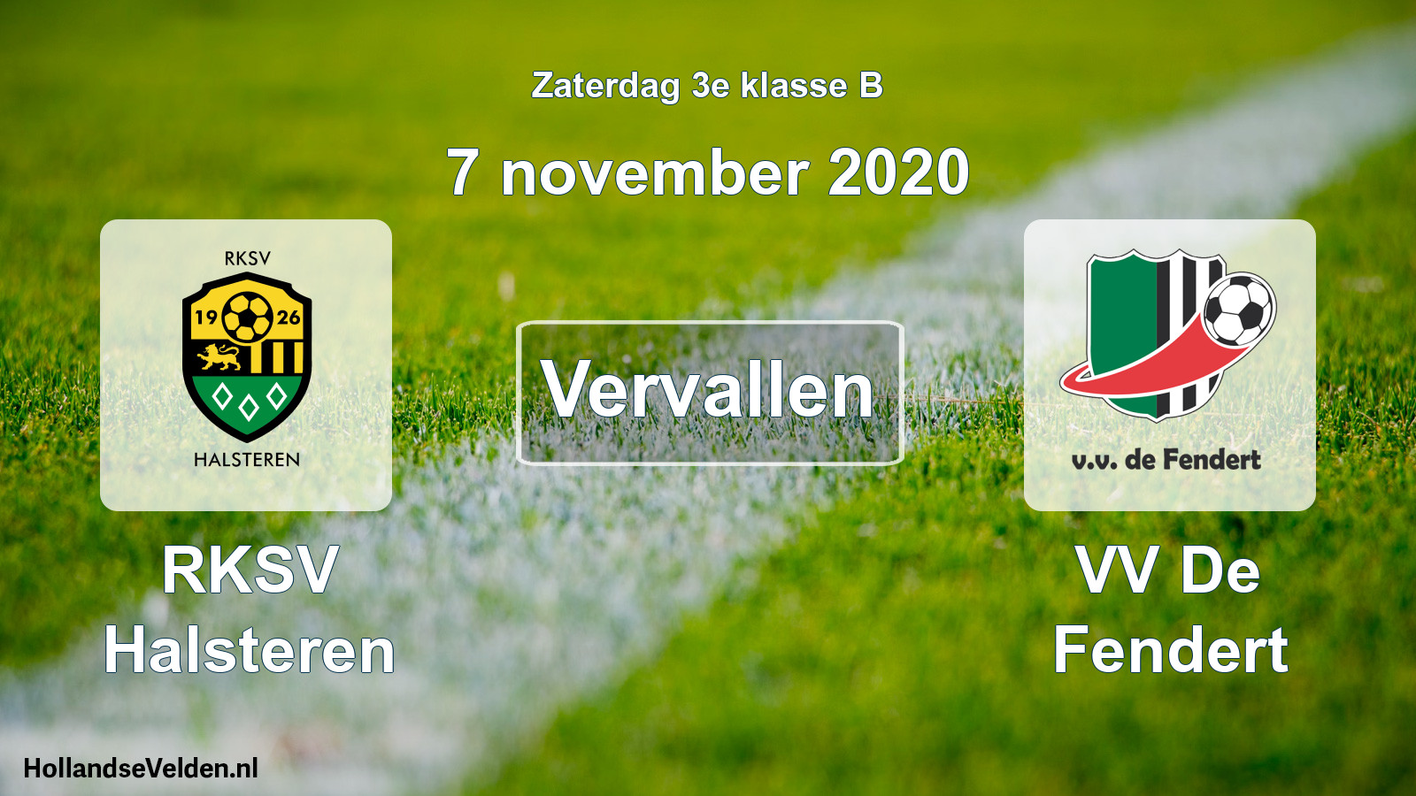 Scheduled Match: RKSV Halsteren - VV De Fendert (7 November 2020)