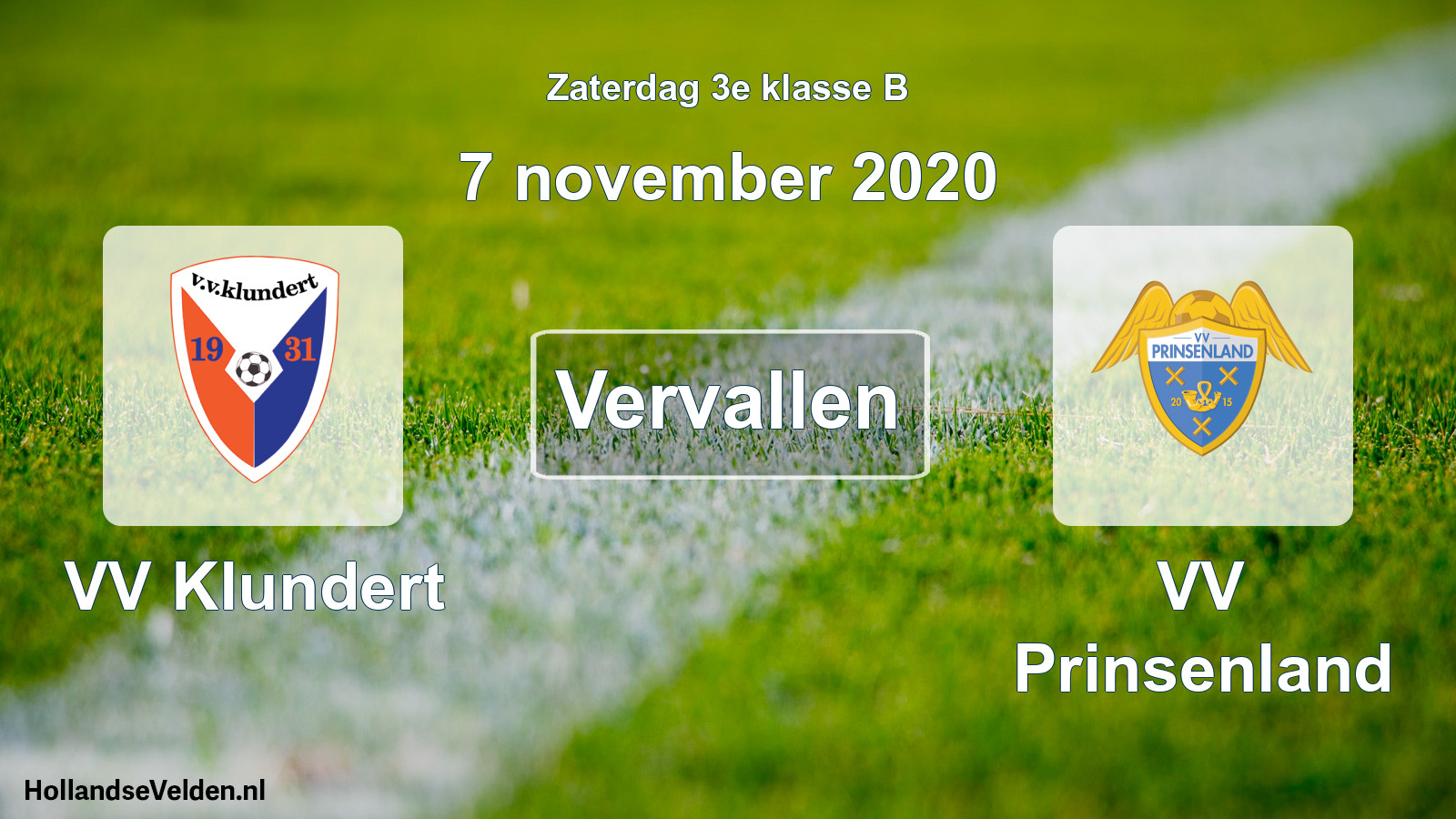 Scheduled Match: VV Klundert - VV Prinsenland (7 November 2020)
