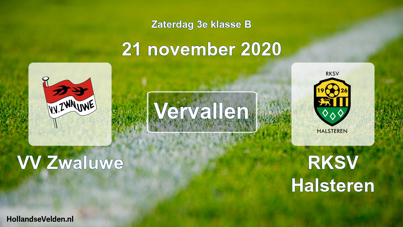 Scheduled Match: VV Zwaluwe - RKSV Halsteren (21 November 2020)