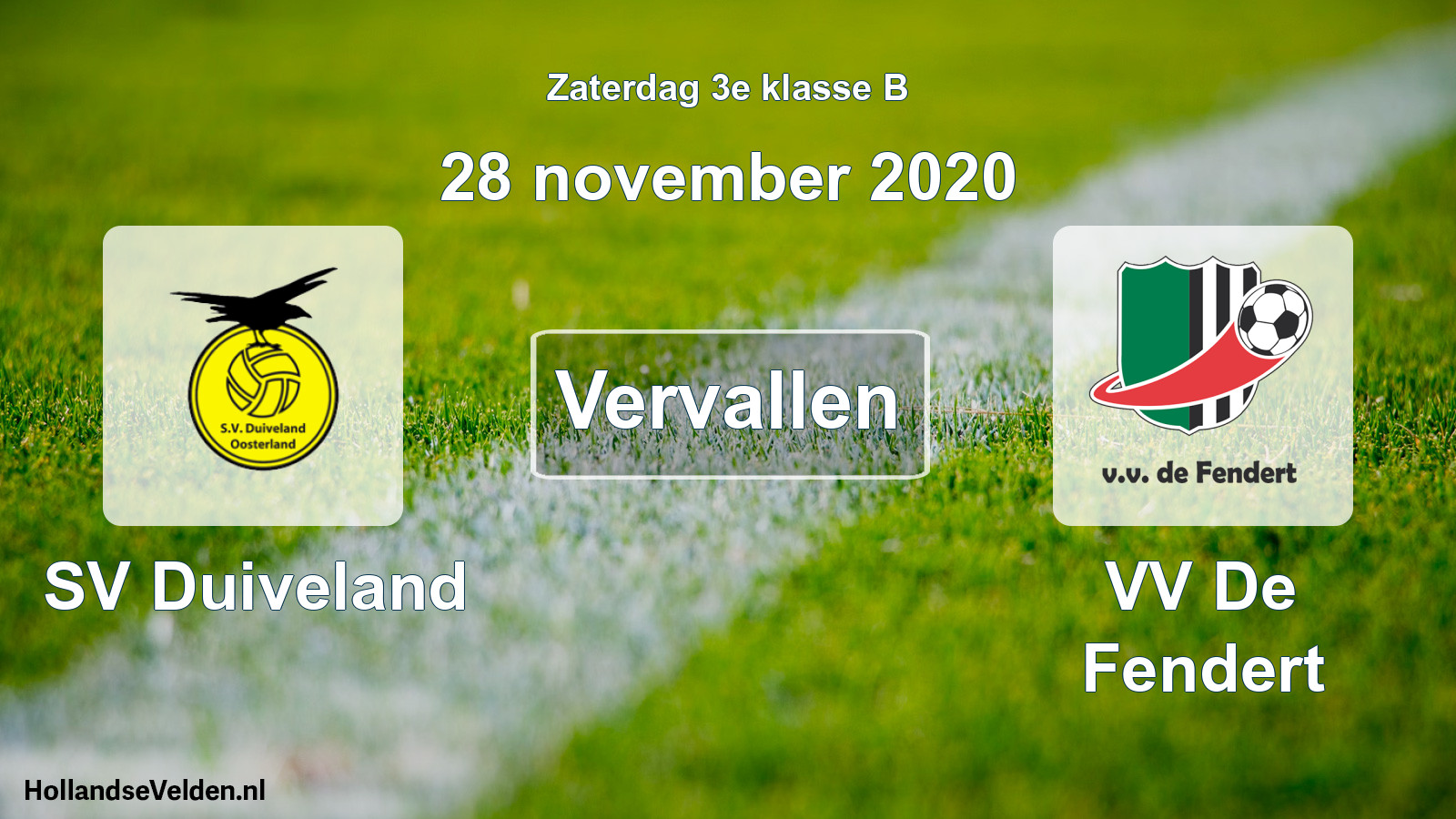 Scheduled Match: SV Duiveland - VV De Fendert (28 November 2020)