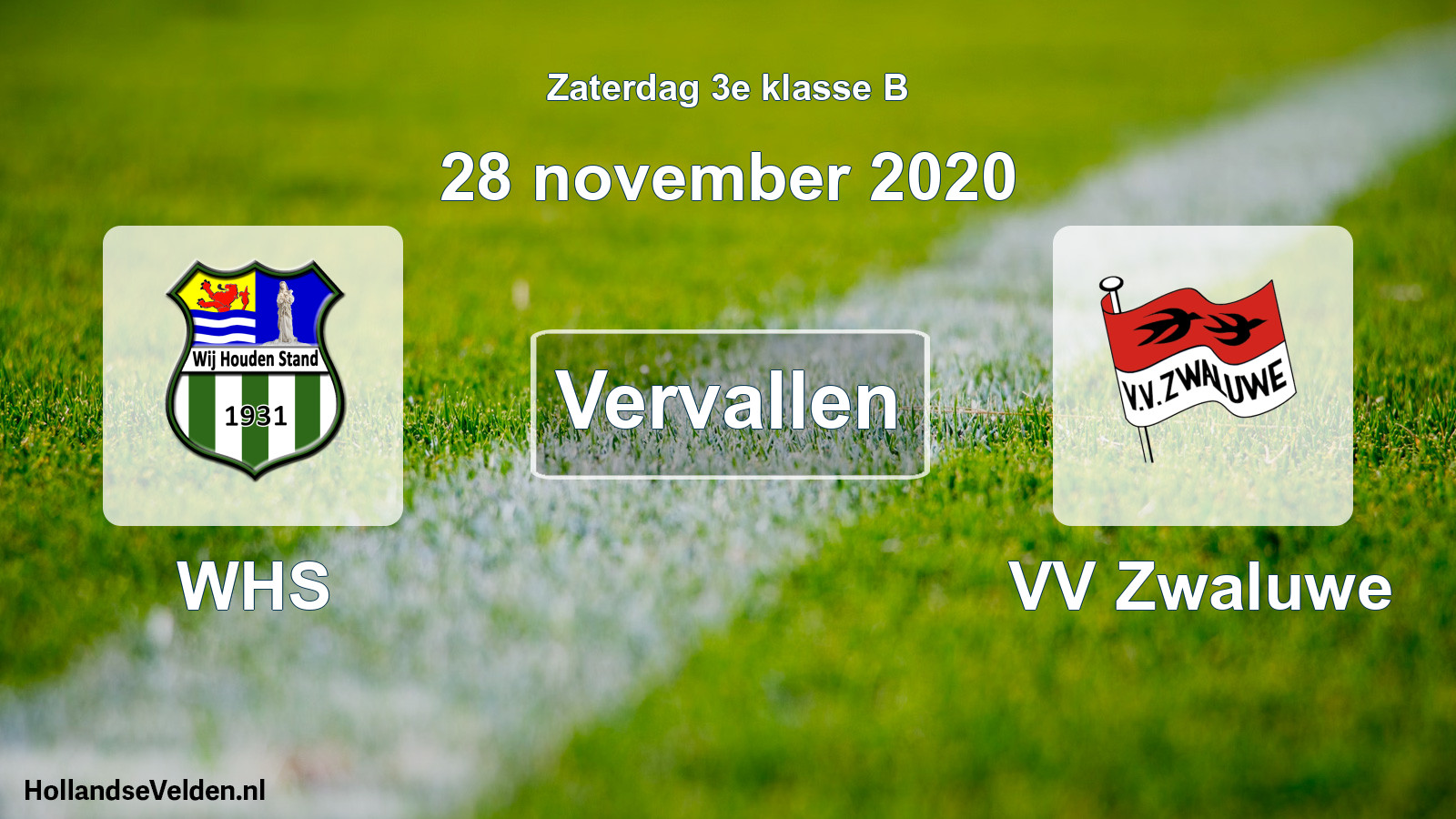Scheduled Match: WHS - VV Zwaluwe (28 November 2020)