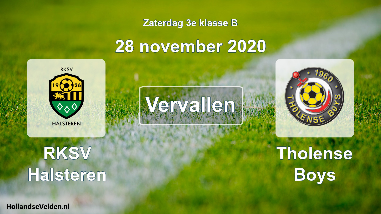 Scheduled Match: RKSV Halsteren - Tholense Boys (28 November 2020)