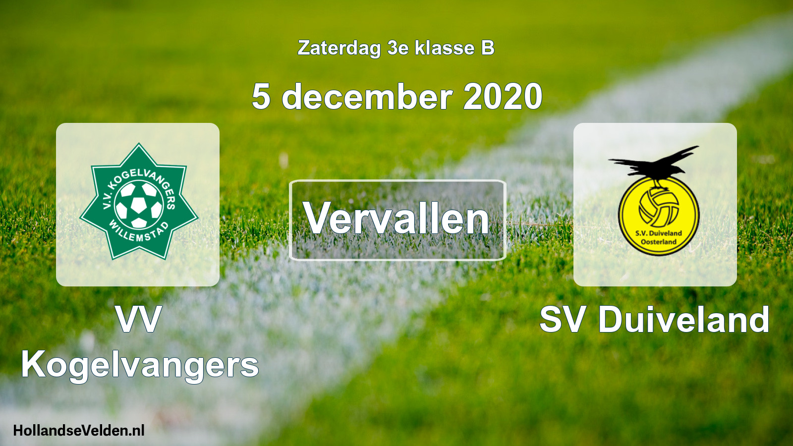 Scheduled Match: VV Kogelvangers - SV Duiveland (5 December 2020)