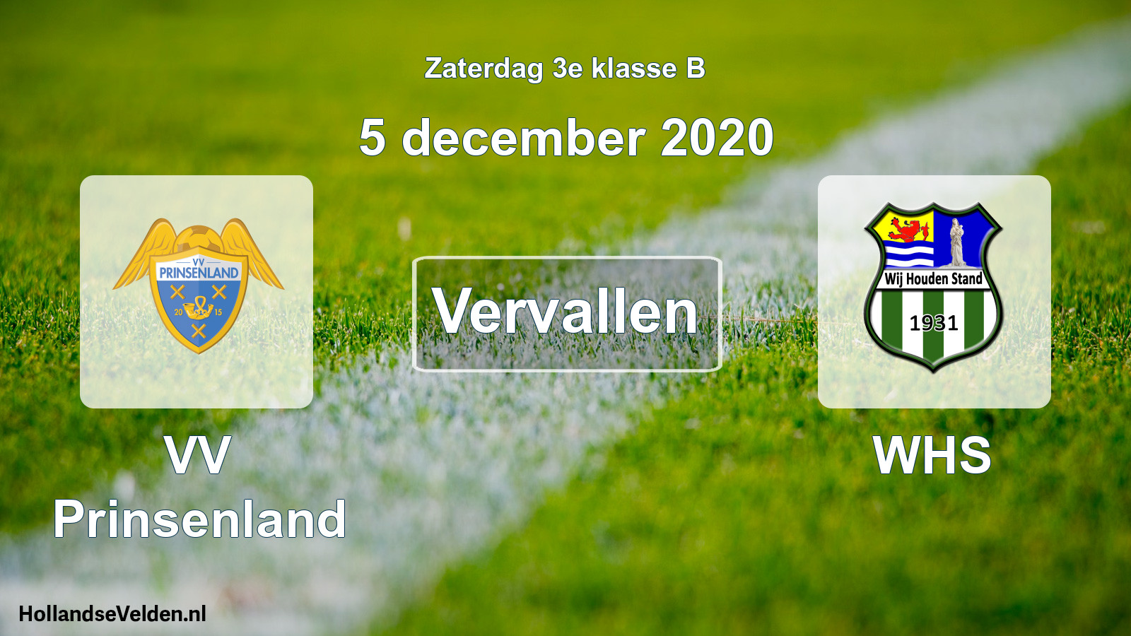 Scheduled Match: VV Prinsenland - WHS (5 December 2020)