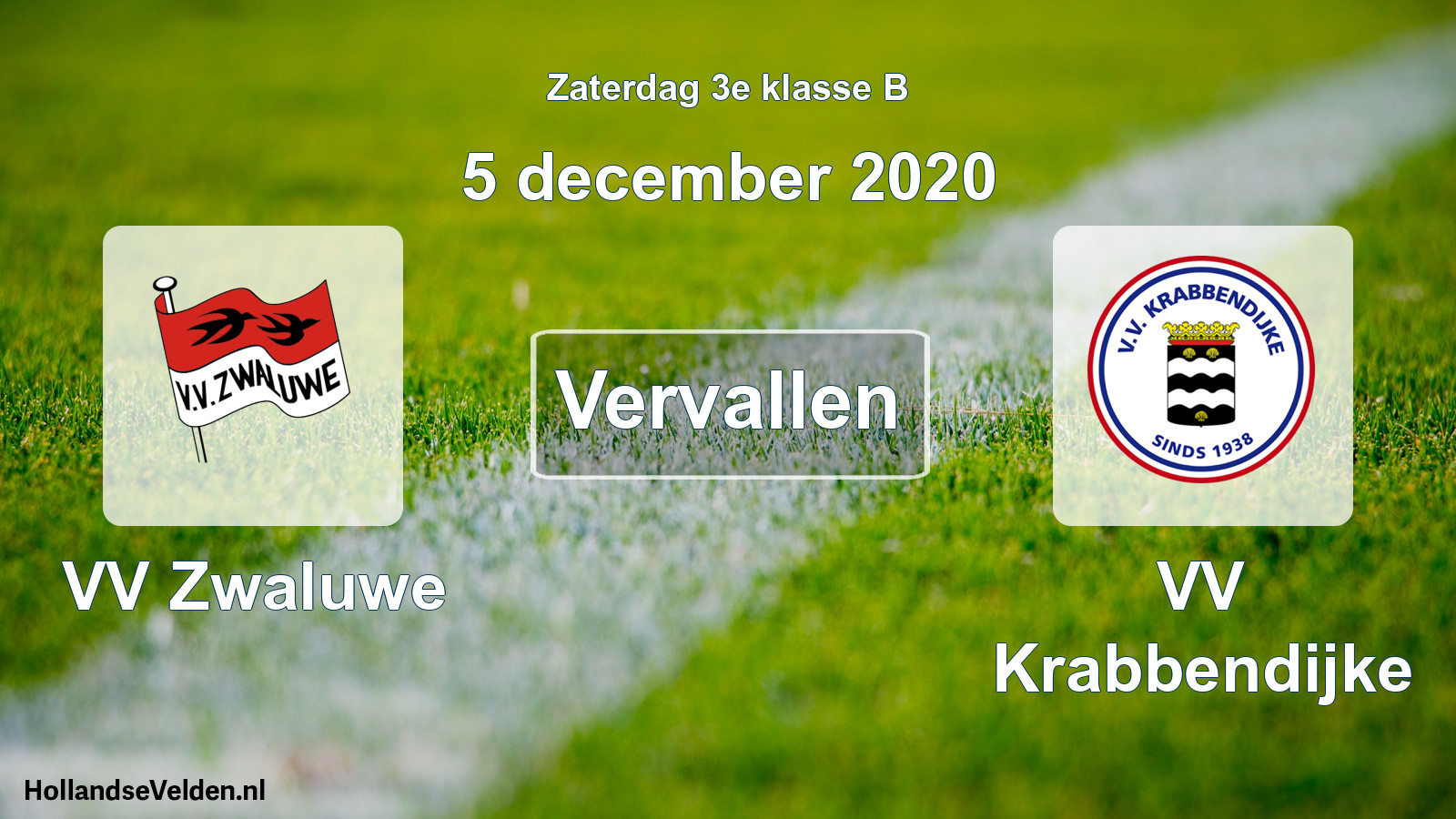 Scheduled Match: VV Zwaluwe - VV Krabbendijke (5 December 2020)