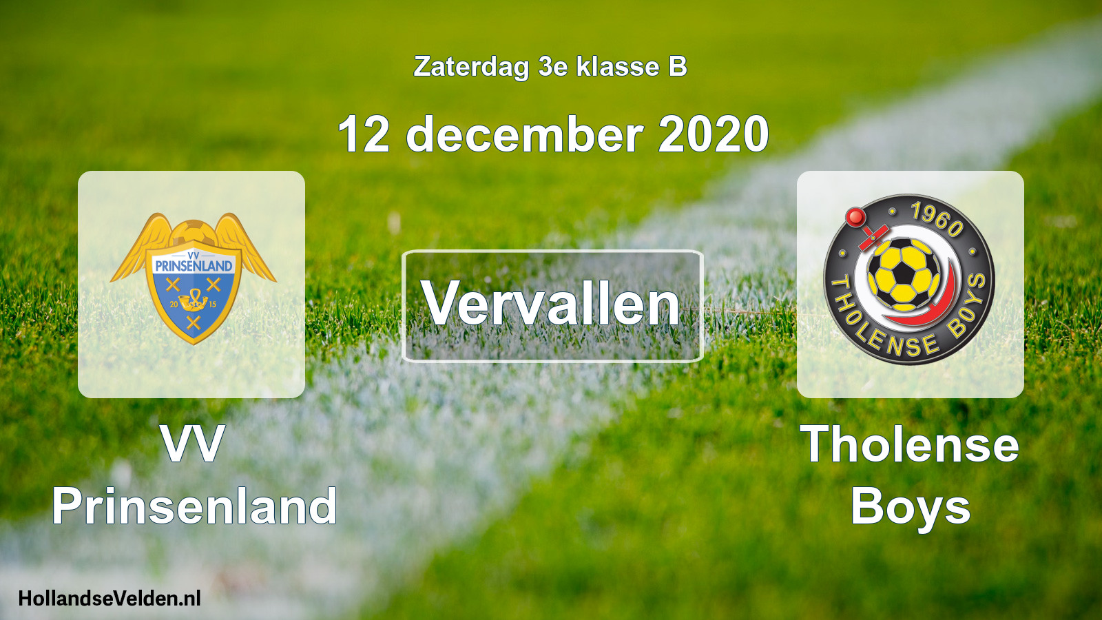 Scheduled Match: VV Prinsenland - Tholense Boys (12 December 2020)