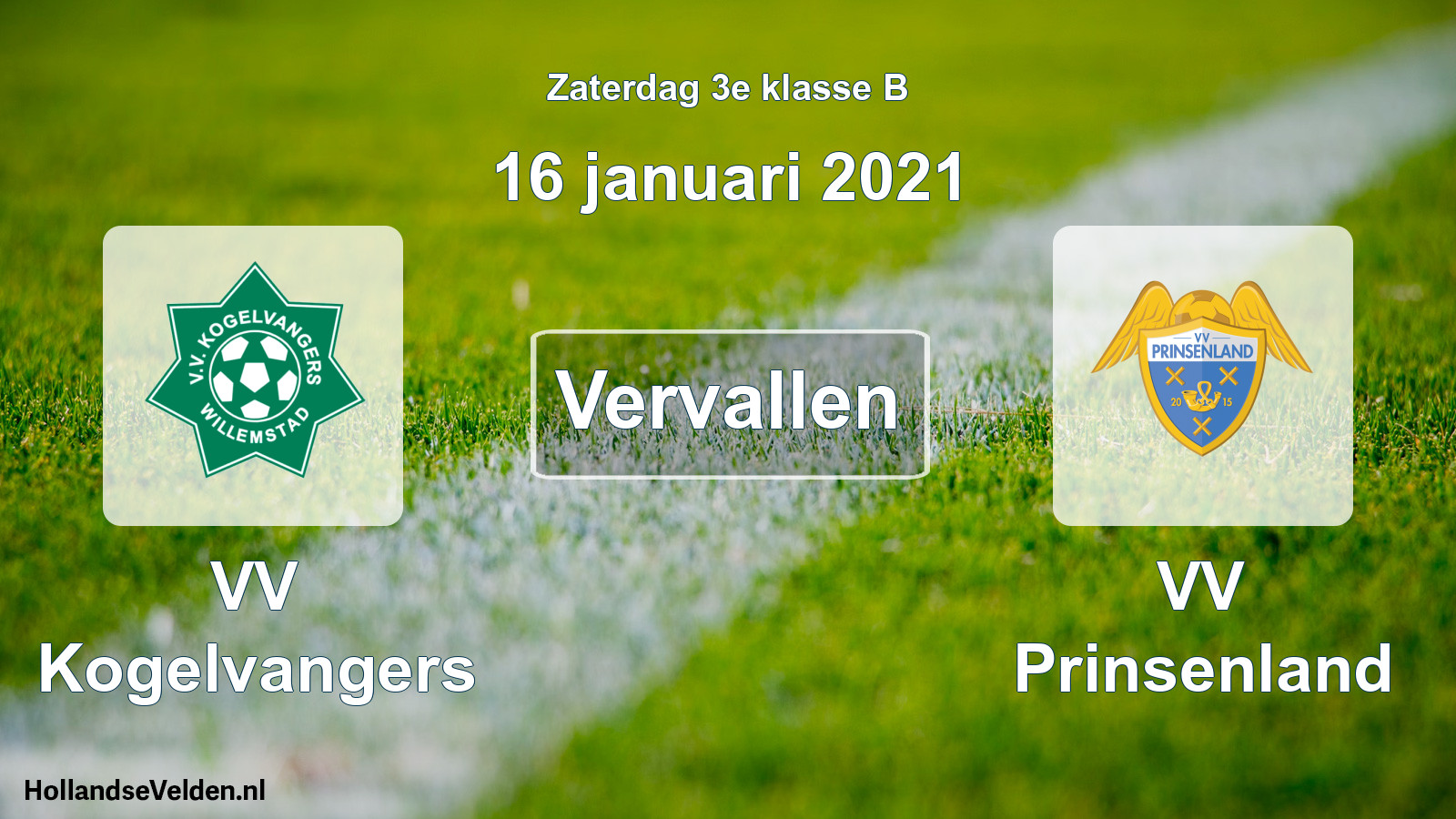 Scheduled Match: VV Kogelvangers - VV Prinsenland (16 January 2021)
