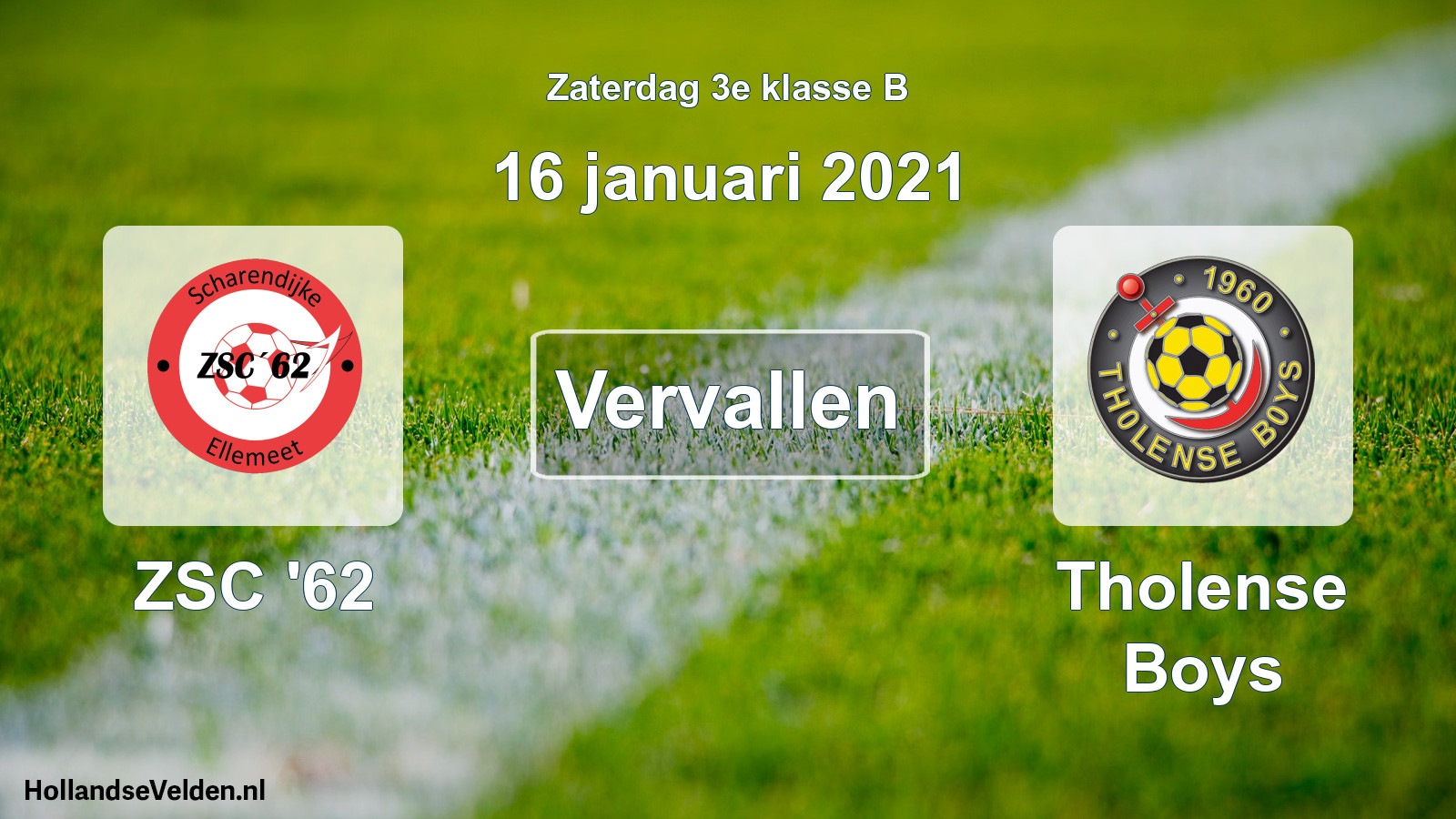Scheduled Match: ZSC '62 - Tholense Boys (16 January 2021)