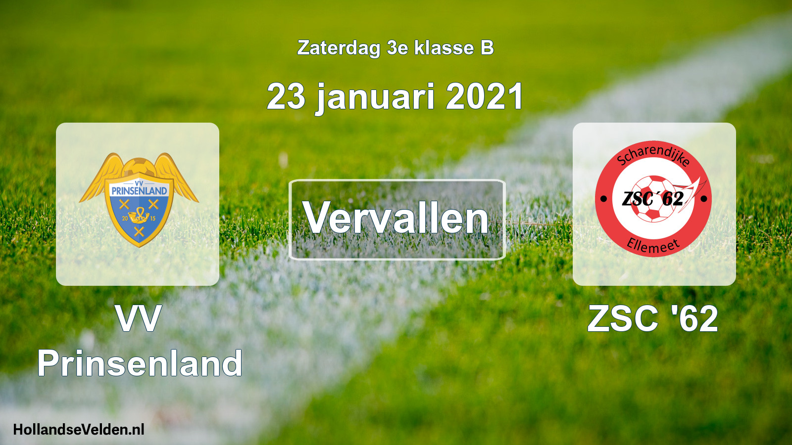 Scheduled Match: VV Prinsenland - ZSC '62 (23 January 2021)