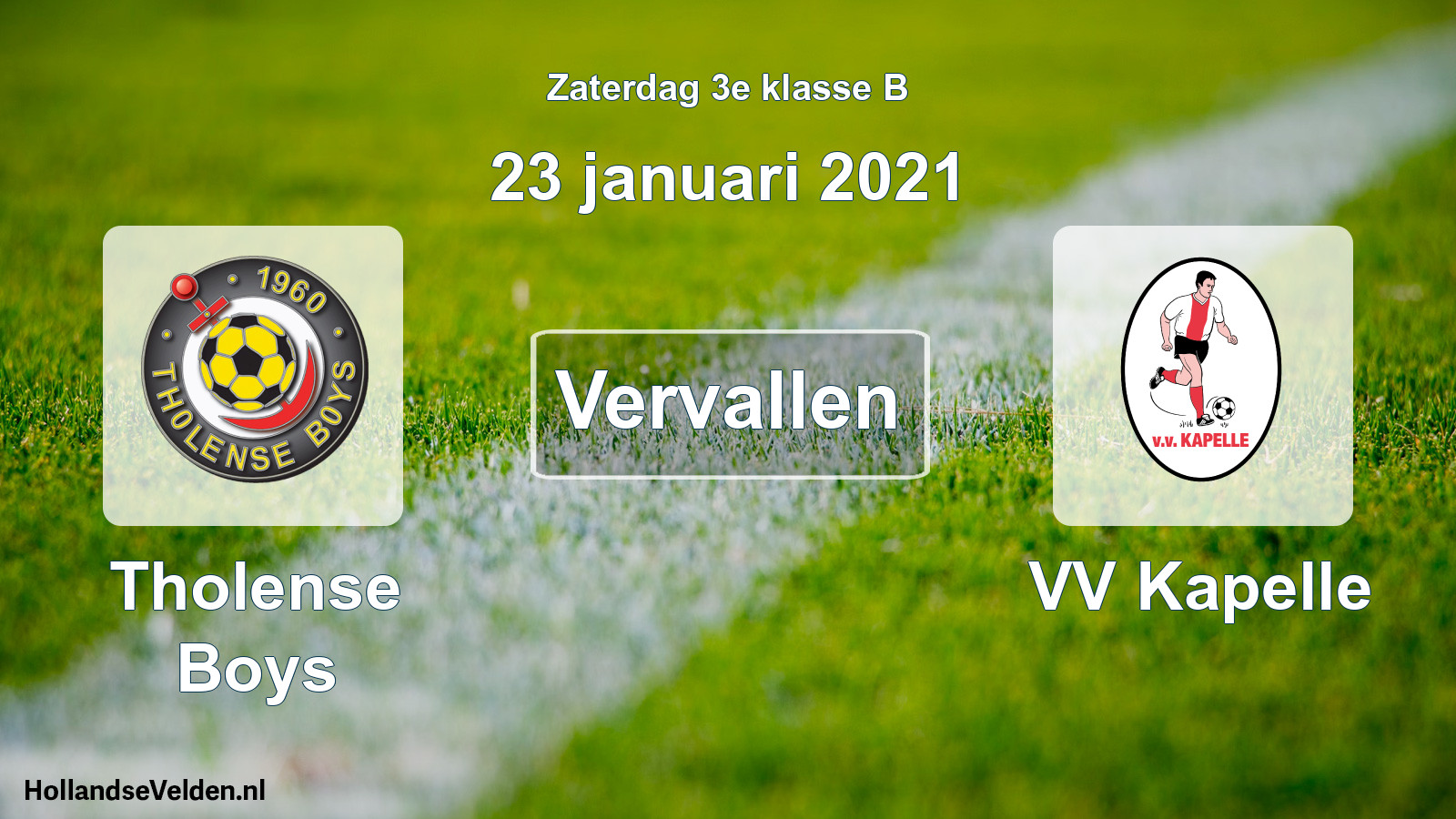 Scheduled Match: Tholense Boys - VV Kapelle (23 January 2021)