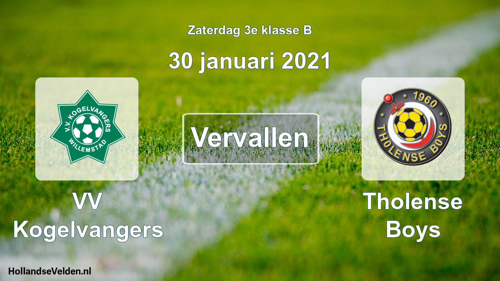 Scheduled Match: VV Kogelvangers - Tholense Boys (30 January 2021)