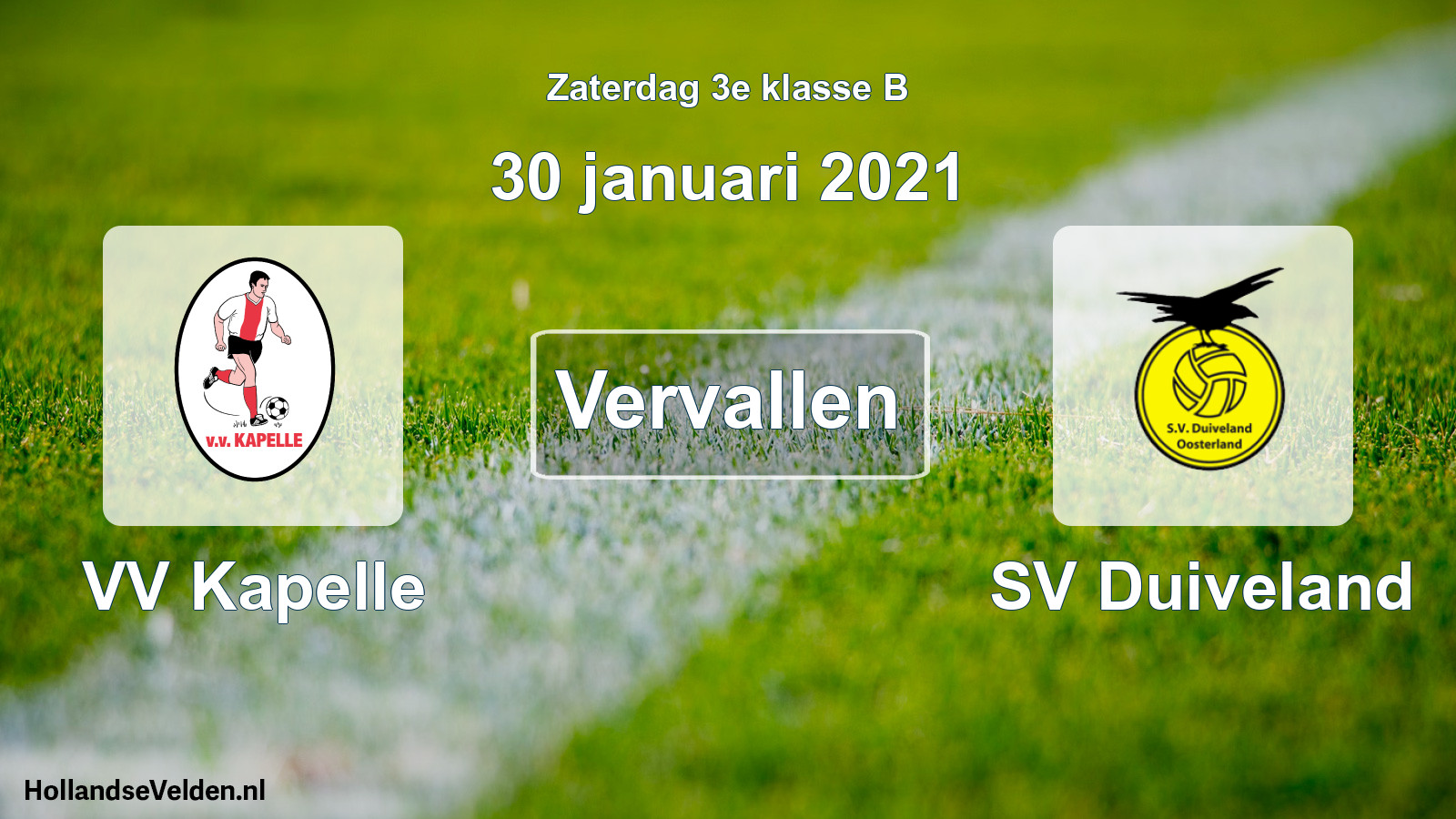 Scheduled Match: VV Kapelle - SV Duiveland (30 January 2021)