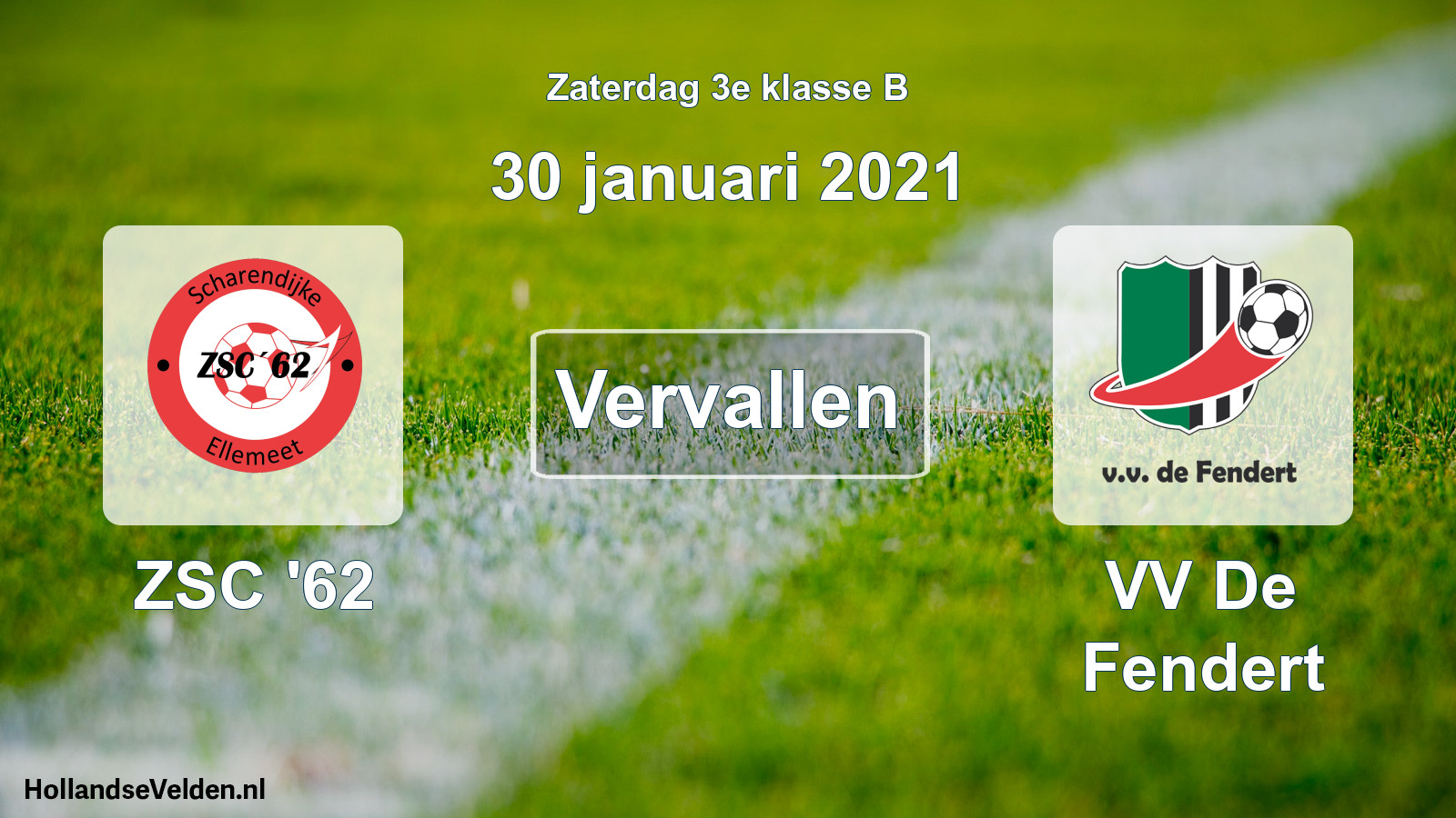Scheduled Match: ZSC '62 - VV De Fendert (30 January 2021)