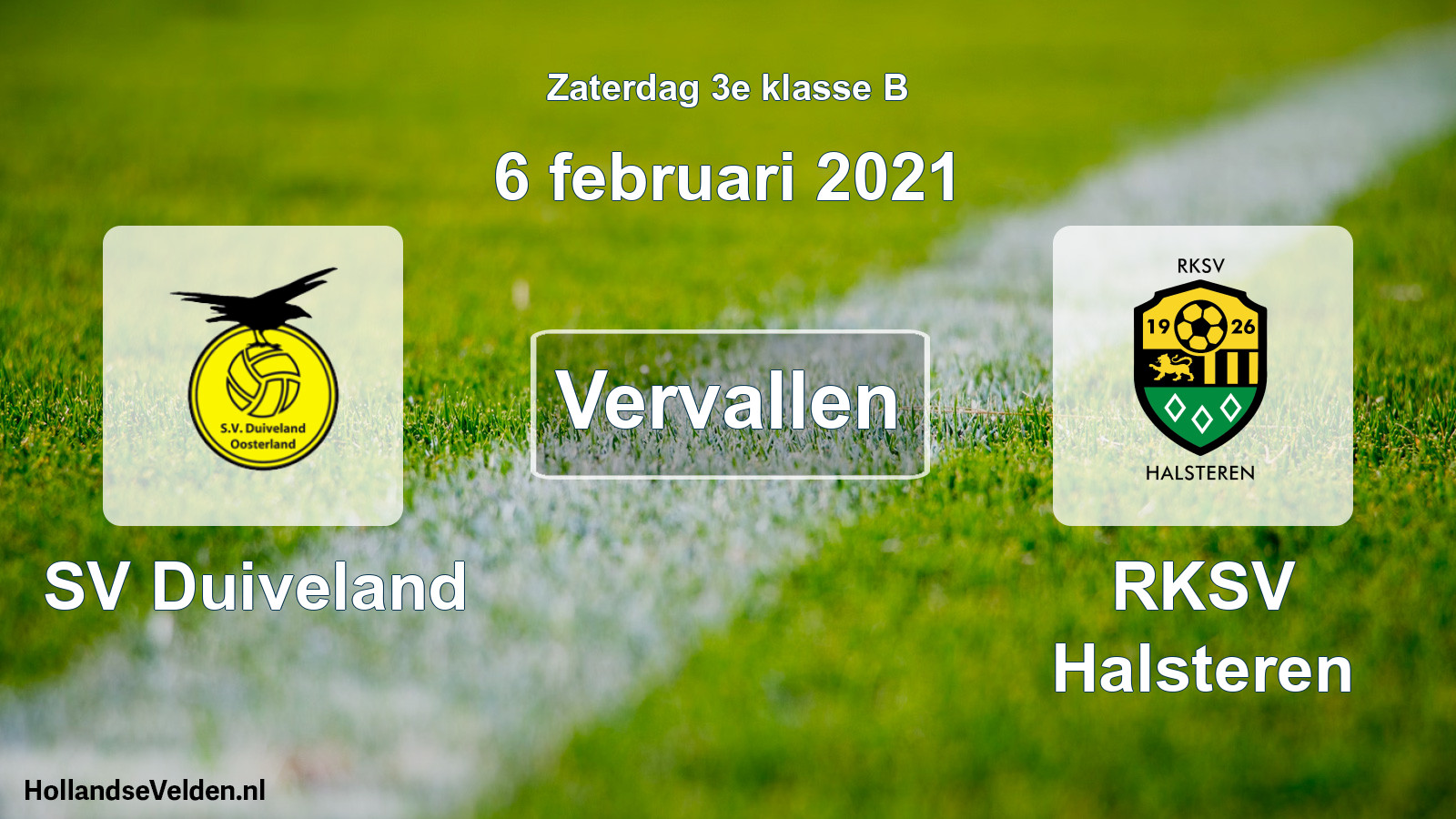 Scheduled Match: SV Duiveland - RKSV Halsteren (6 February 2021)
