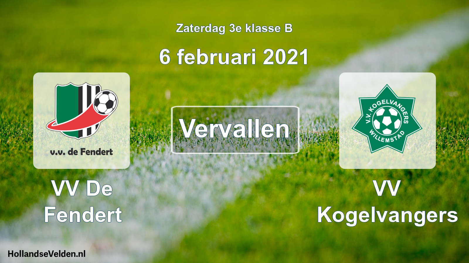 Scheduled Match: VV De Fendert - VV Kogelvangers (6 February 2021)