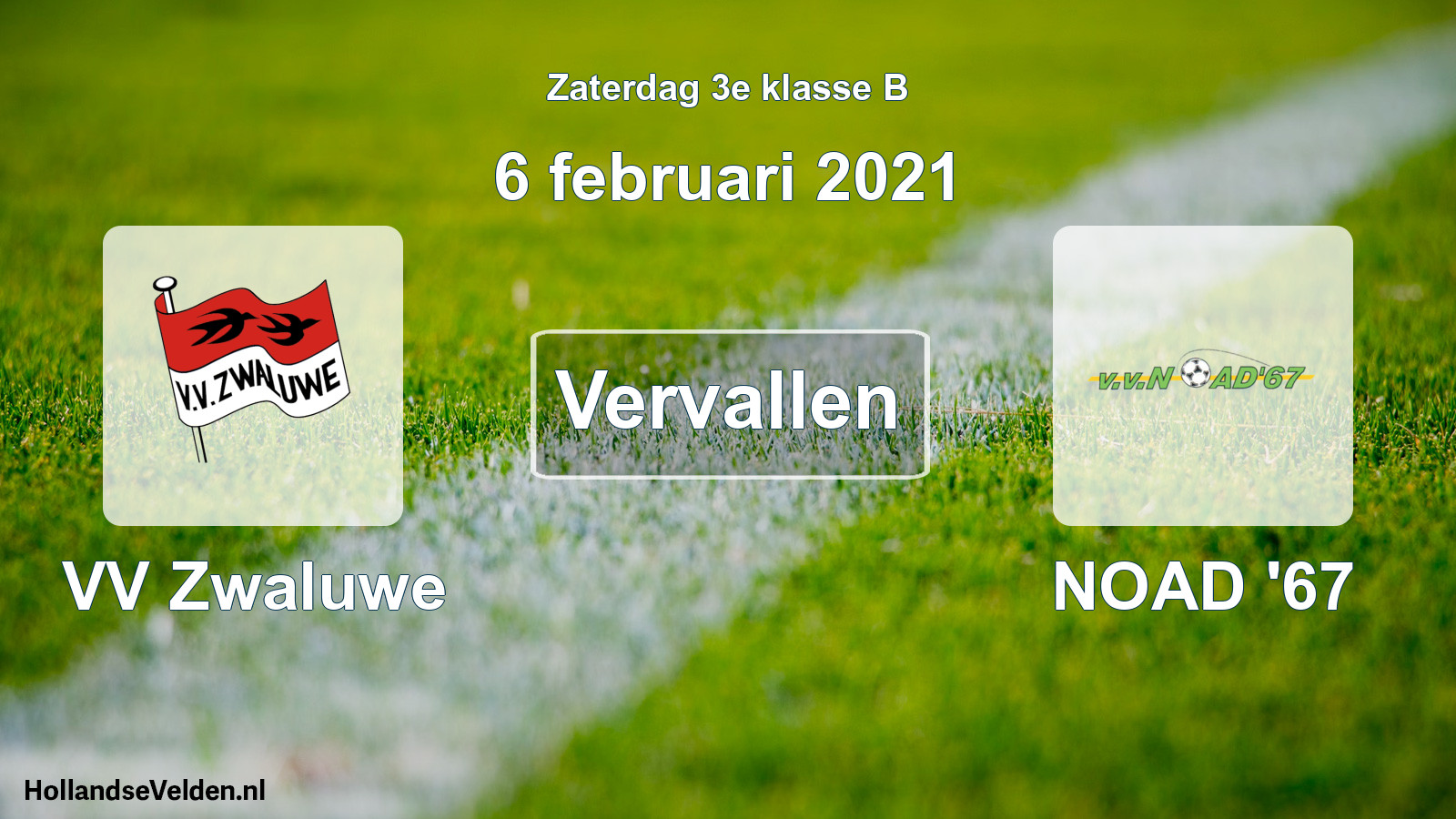 Scheduled Match: VV Zwaluwe - NOAD '67 (6 February 2021)
