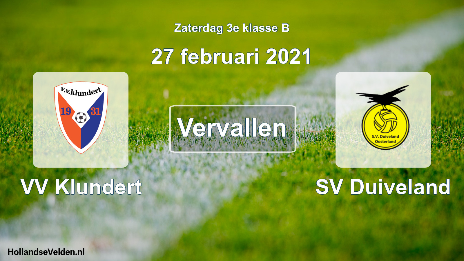 Scheduled Match: VV Klundert - SV Duiveland (27 February 2021)