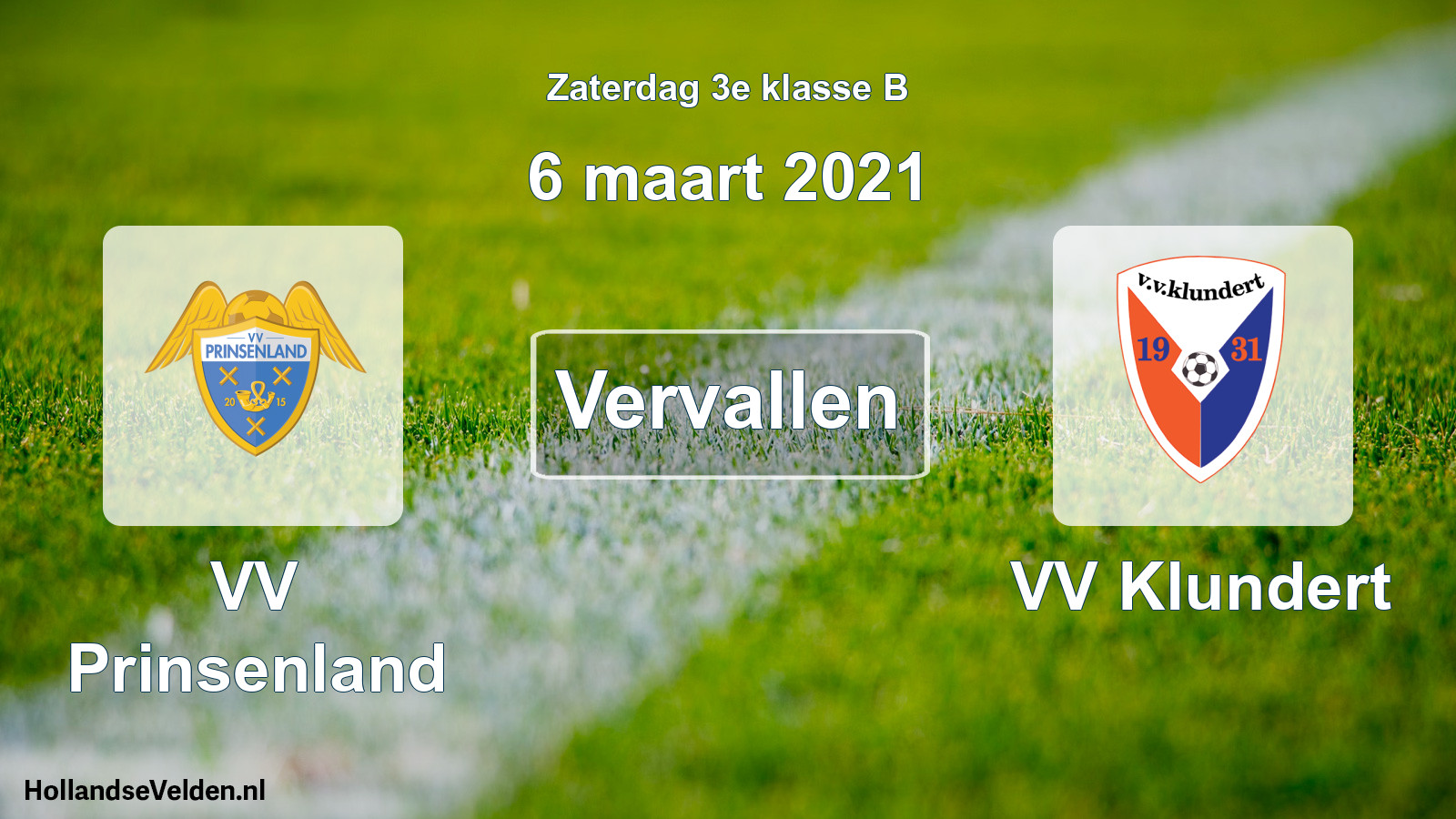 Scheduled Match: VV Prinsenland - VV Klundert (6 March 2021)