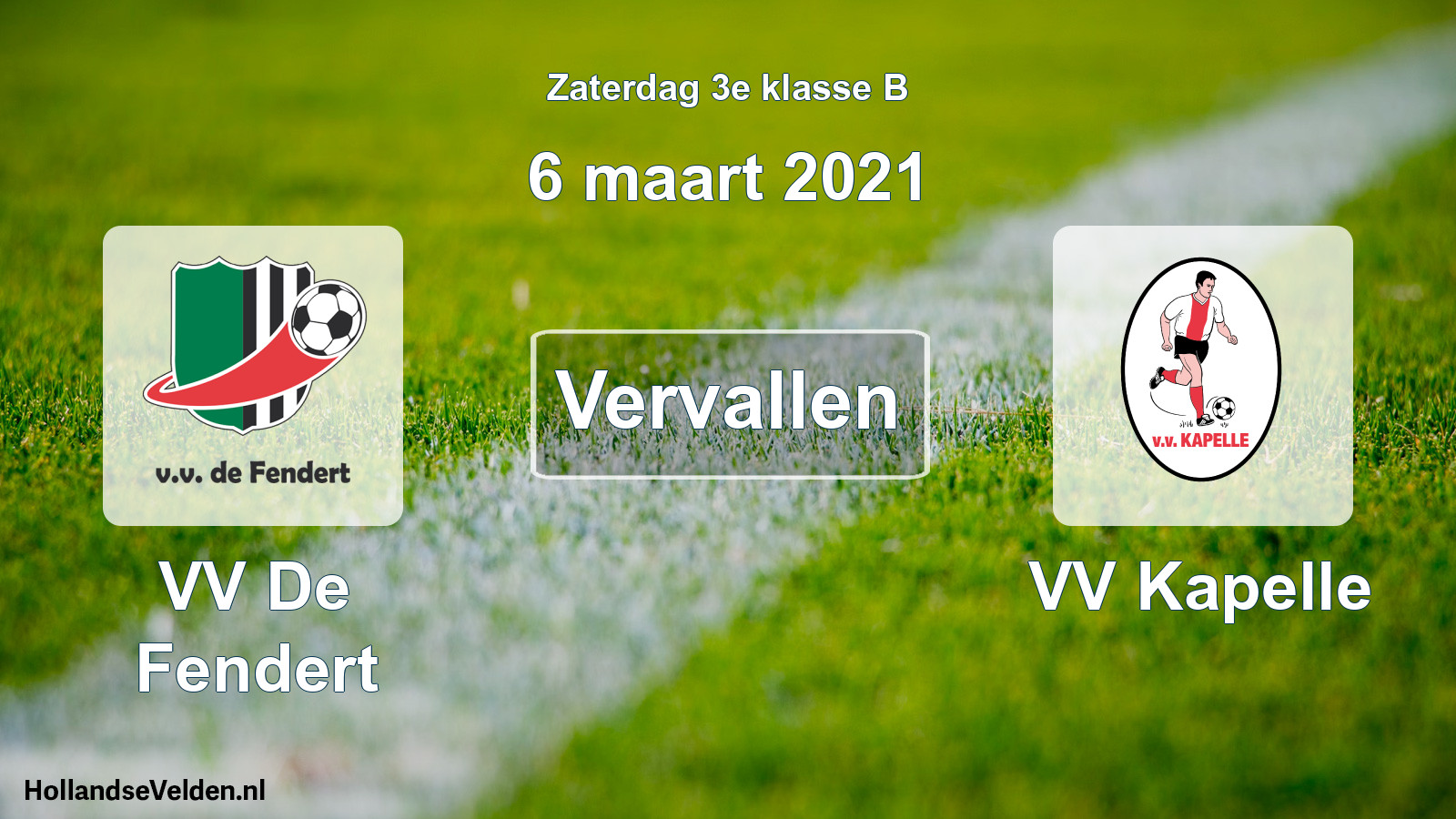 Scheduled Match: VV De Fendert - VV Kapelle (6 March 2021)