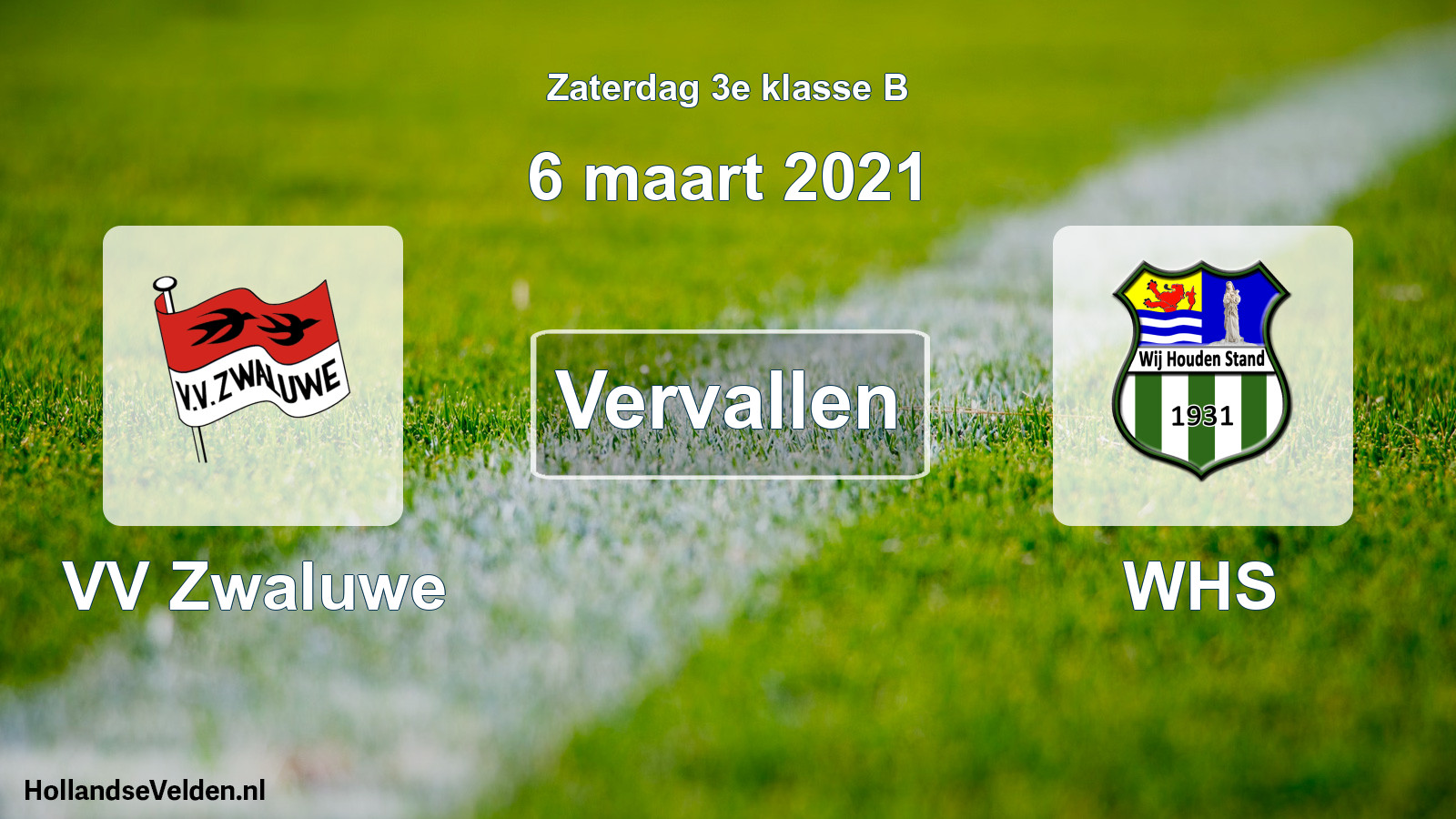 Scheduled Match: VV Zwaluwe - WHS (6 March 2021)