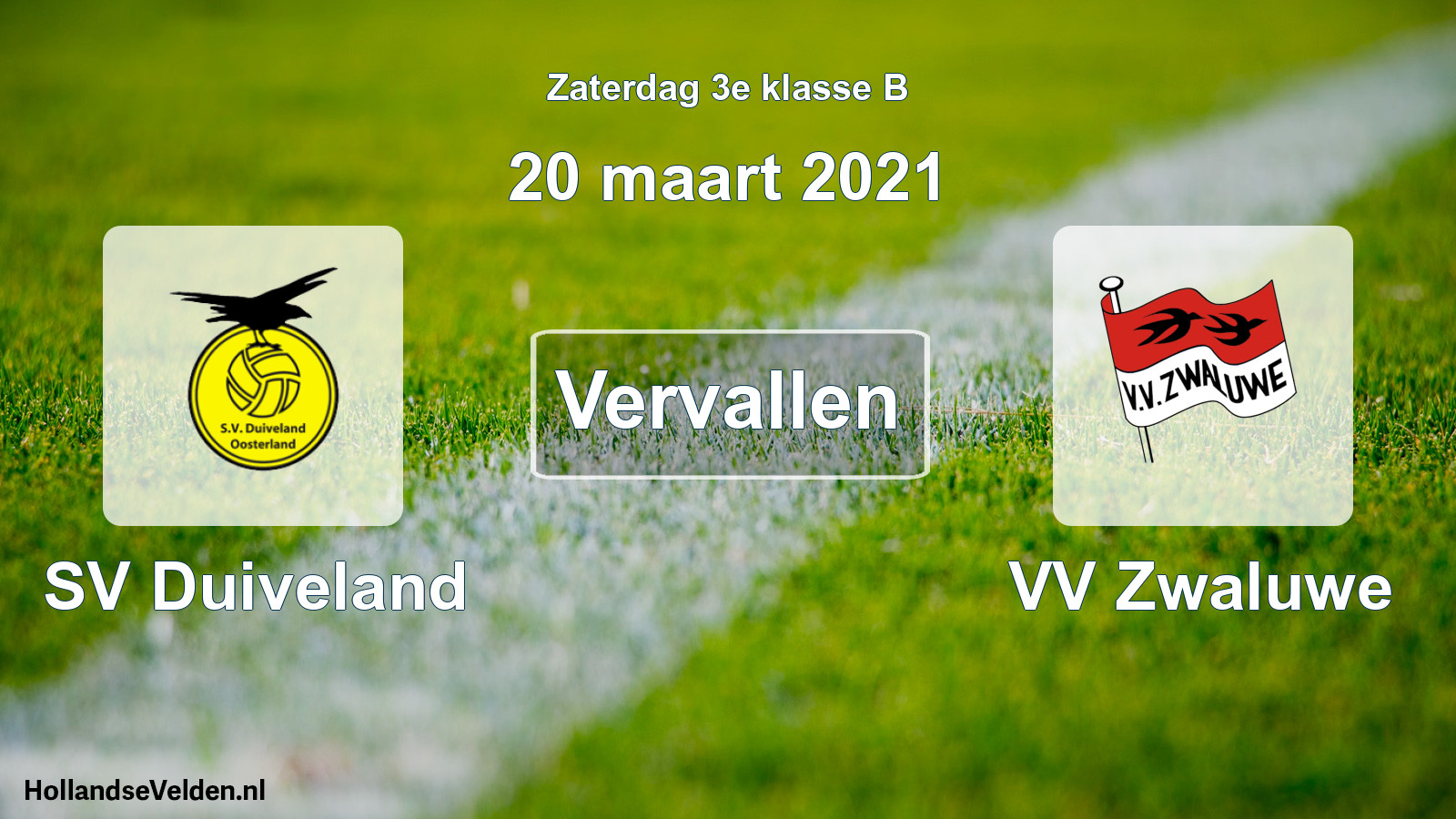 Scheduled Match: SV Duiveland - VV Zwaluwe (20 March 2021)