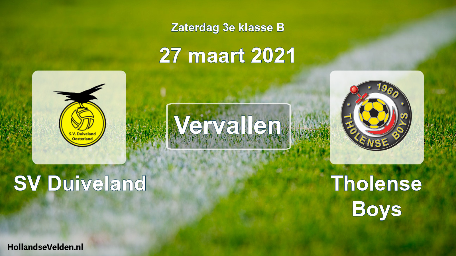 Scheduled Match: SV Duiveland - Tholense Boys (27 March 2021)