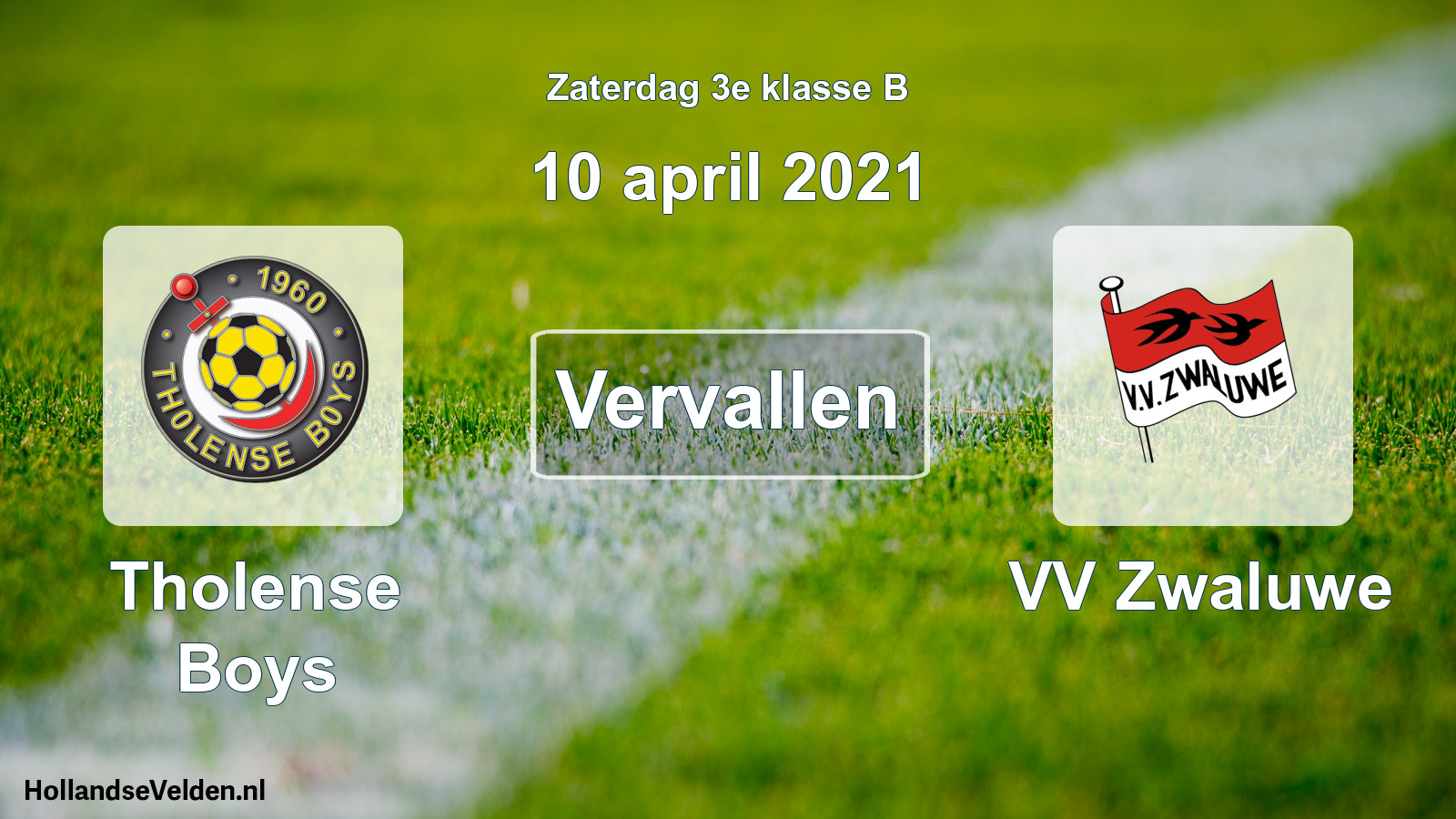 Scheduled Match: Tholense Boys - VV Zwaluwe (10 April 2021)
