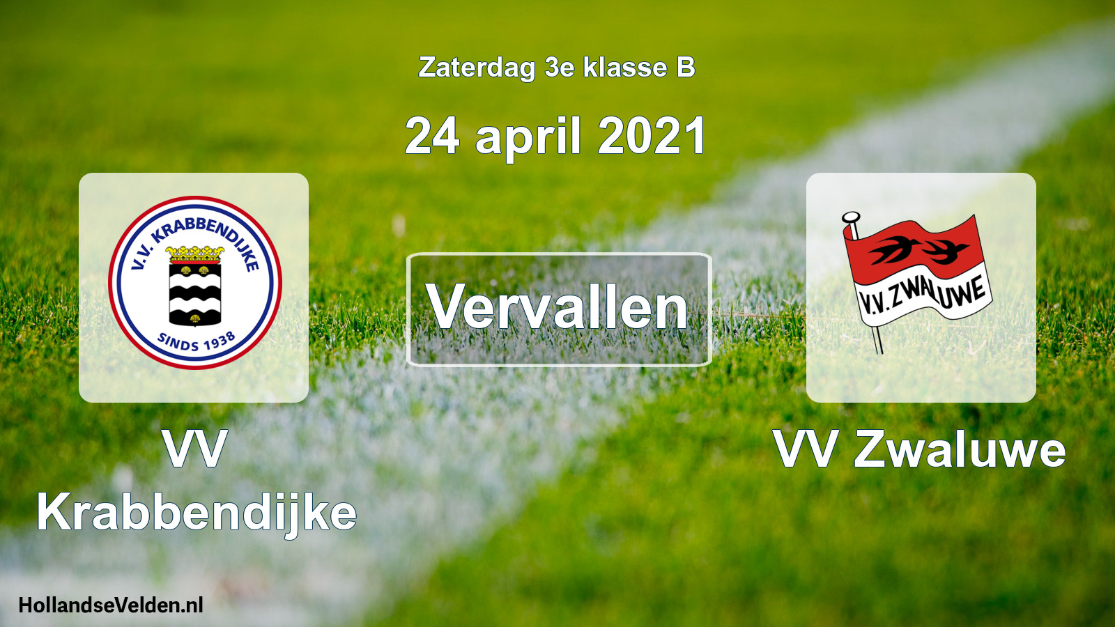 Scheduled Match: VV Krabbendijke - VV Zwaluwe (24 April 2021)