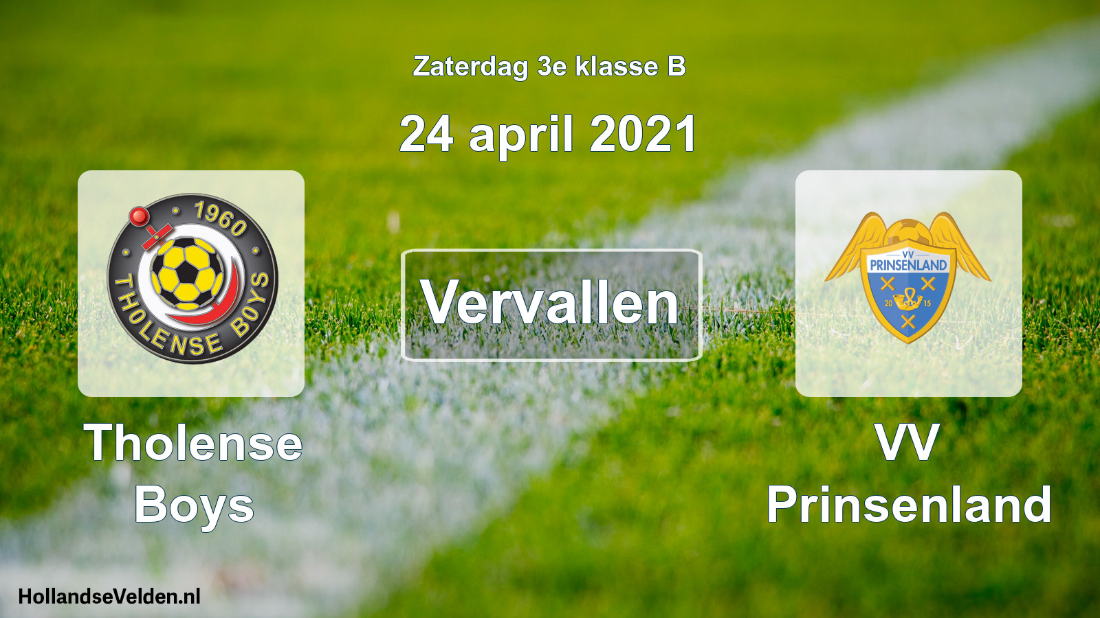 Scheduled Match: Tholense Boys - VV Prinsenland (24 April 2021)