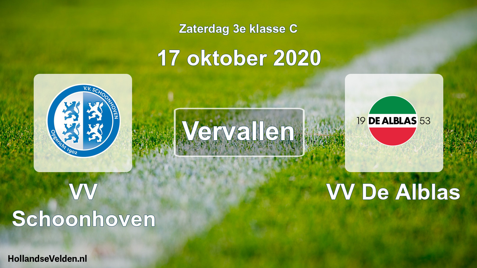 Scheduled Match: VV Schoonhoven - VV De Alblas (17 October 2020)