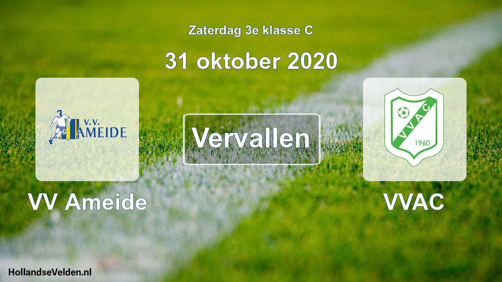 Scheduled Match: VV Ameide - VVAC (31 October 2020)