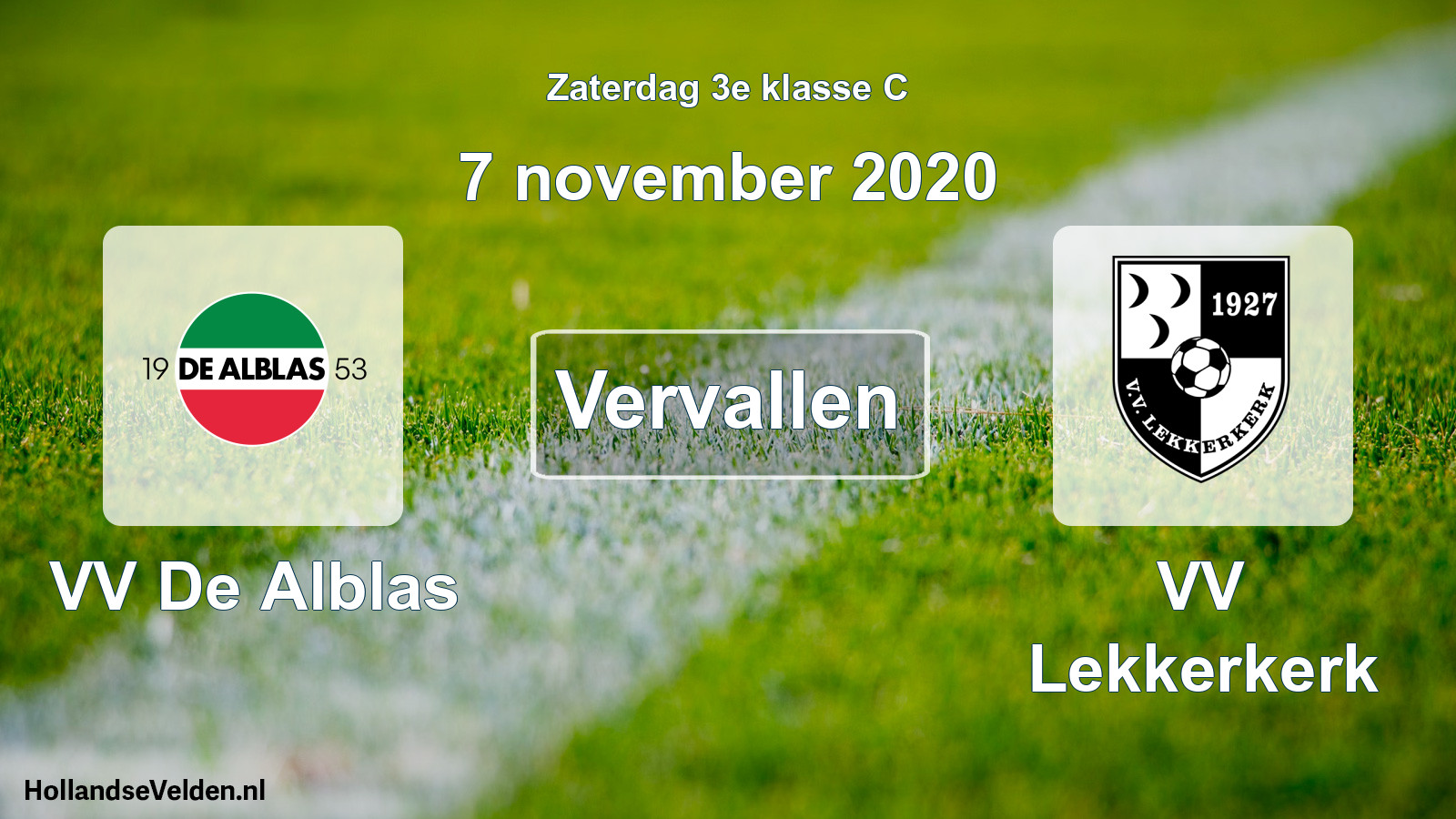Scheduled Match: VV De Alblas - VV Lekkerkerk (7 November 2020)