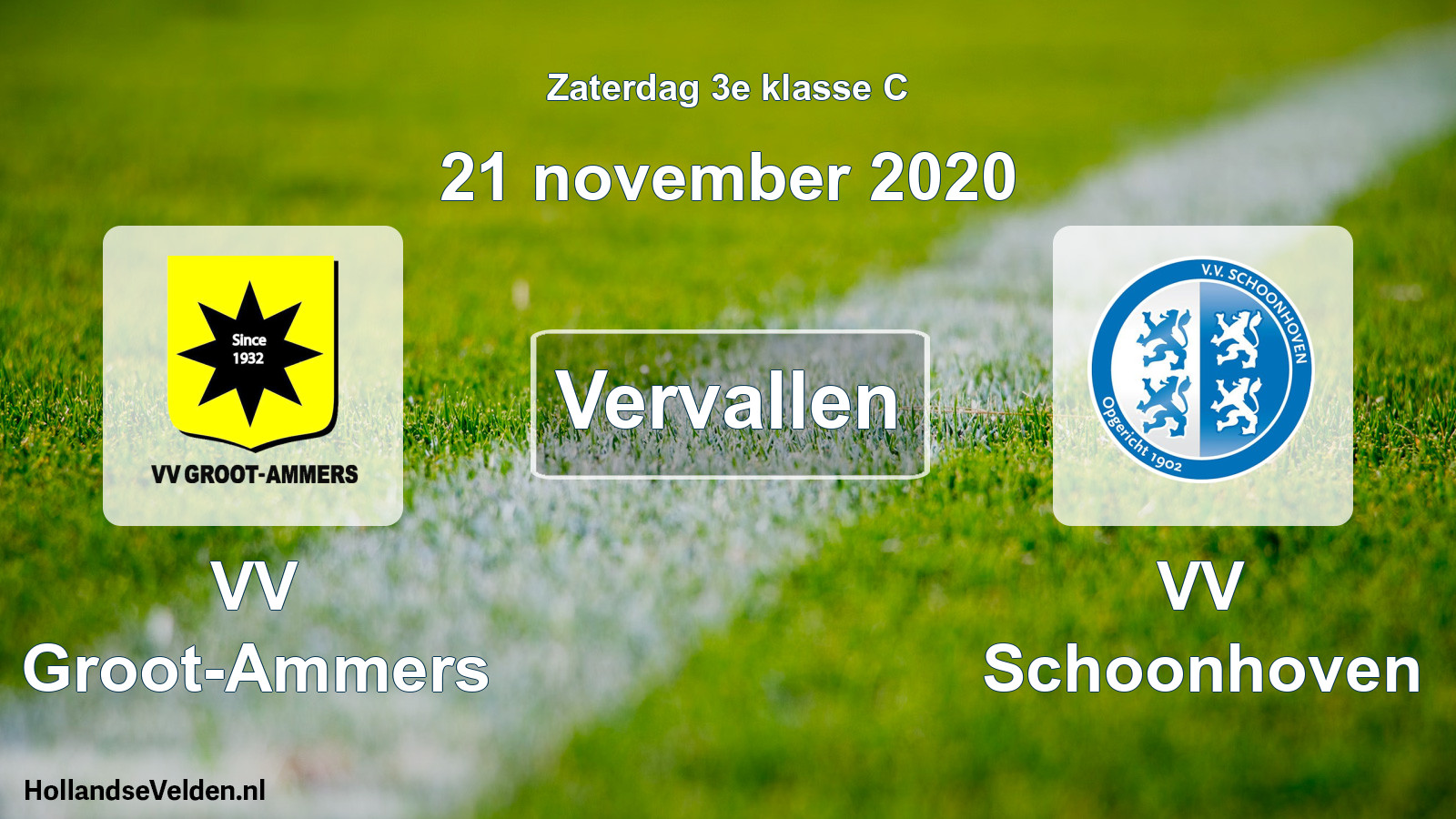 Scheduled Match: VV Groot-Ammers - VV Schoonhoven (21 November 2020)