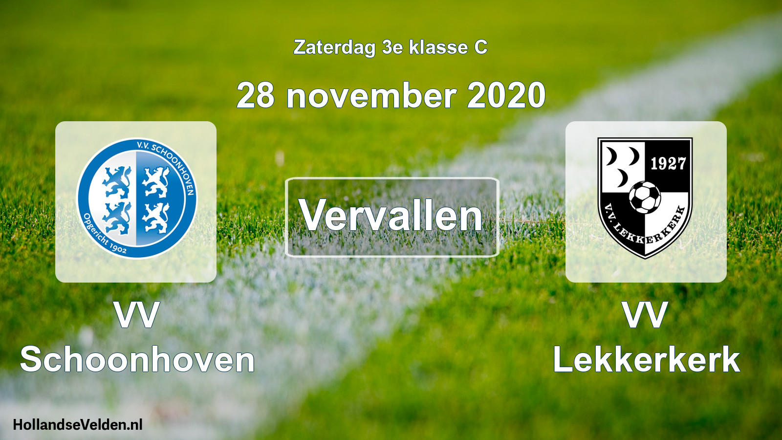 Scheduled Match: VV Schoonhoven - VV Lekkerkerk (28 November 2020)