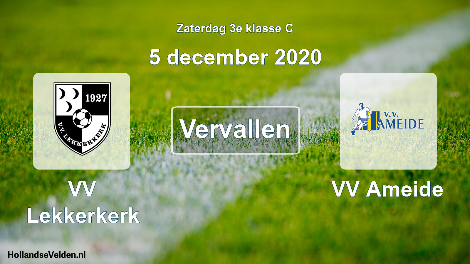 Scheduled Match: VV Lekkerkerk - VV Ameide (5 December 2020)