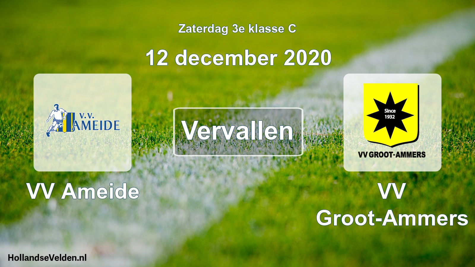 Scheduled Match: VV Ameide - VV Groot-Ammers (12 December 2020)