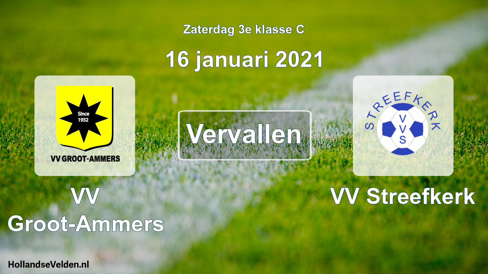 Scheduled Match: VV Groot-Ammers - VV Streefkerk (16 January 2021)