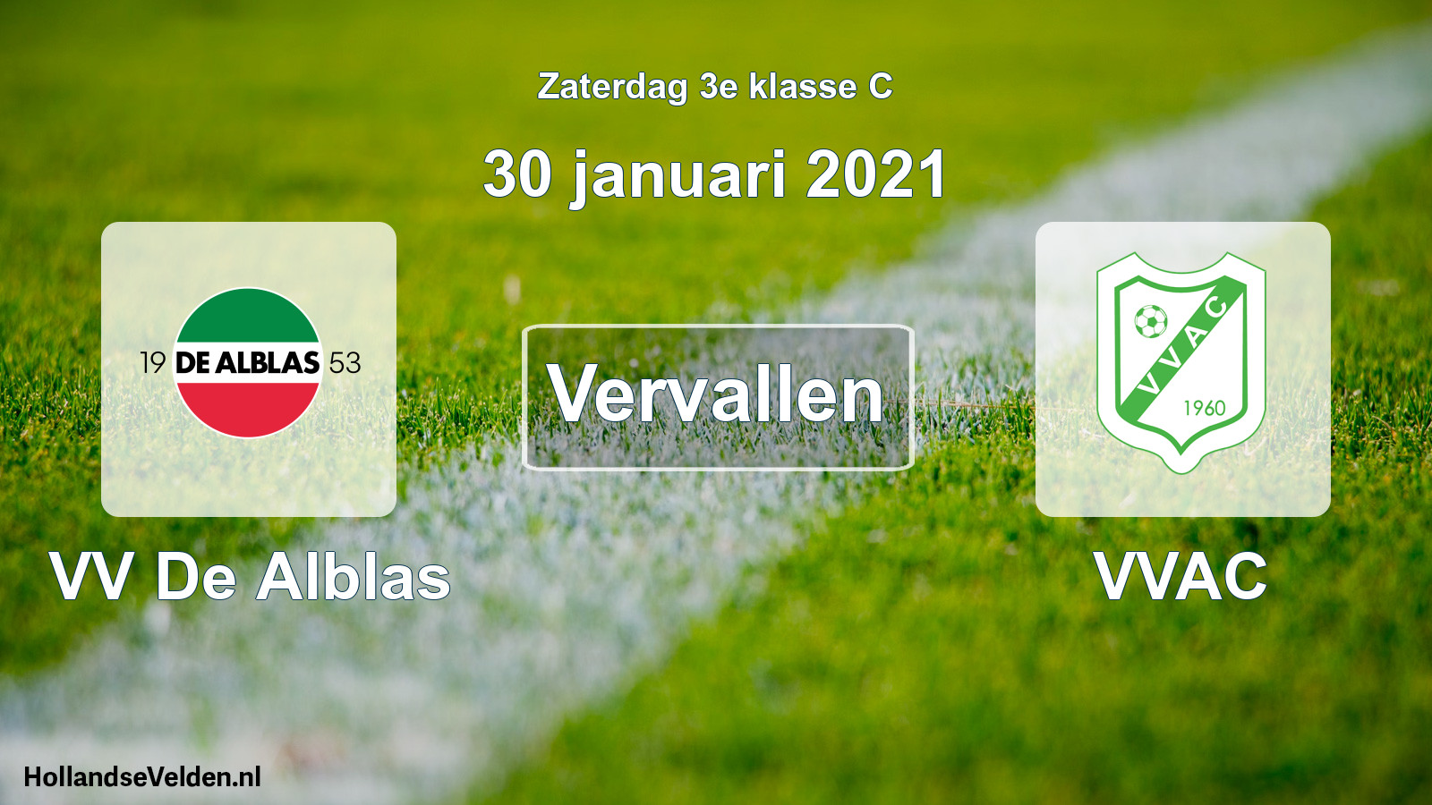 Scheduled Match: VV De Alblas - VVAC (30 January 2021)